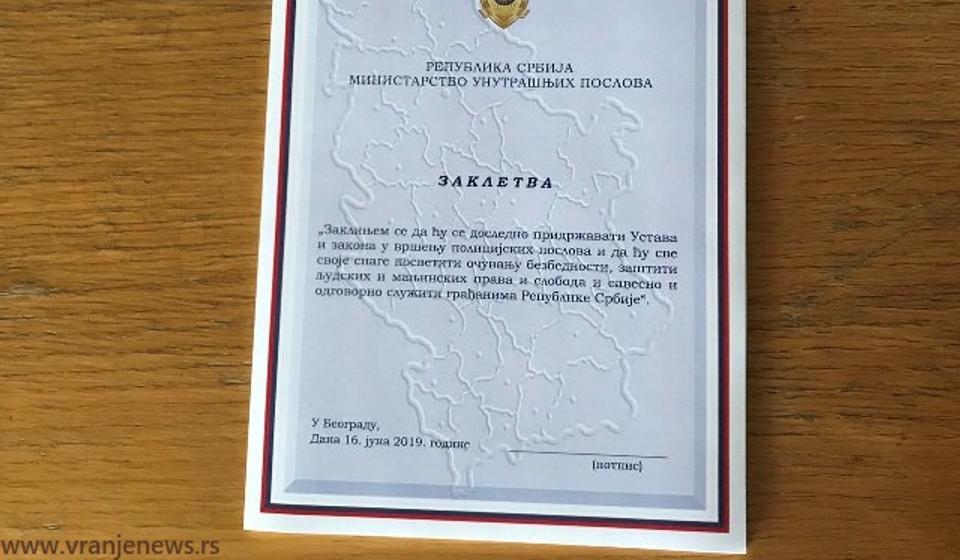 Tekst zakletve. Foto VranjeNews