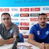 Trener Božičić i kapiten Radnika Stevanović na konferenciji za medije. Foto D. Mirčev