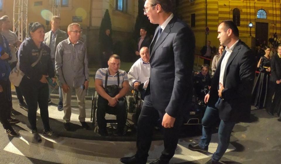 Vučić u Vranju prilikom nedavnog otvaranja obnovljene zgrade pozorišta. Foto VranjeNews