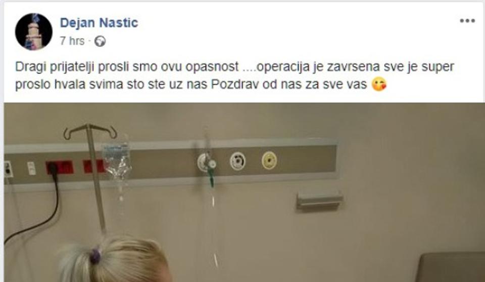 Majka i otac sve vreme uz Helenu. Foto Printscreen FB profil Dejana Nastića