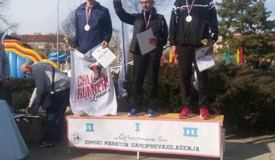 Dragan Bojović prvi u svojoj starosnoj kategoriji. Foto AK Vranjski maratonci