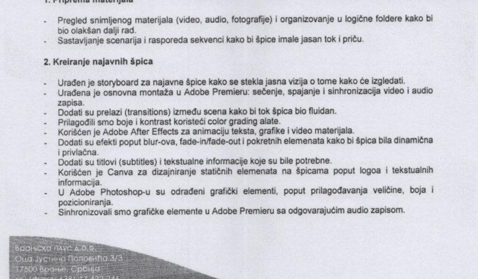 Vranjska plus poslala potvrdu RTV doo-u šta je uradila u sklopu ovog ugovora