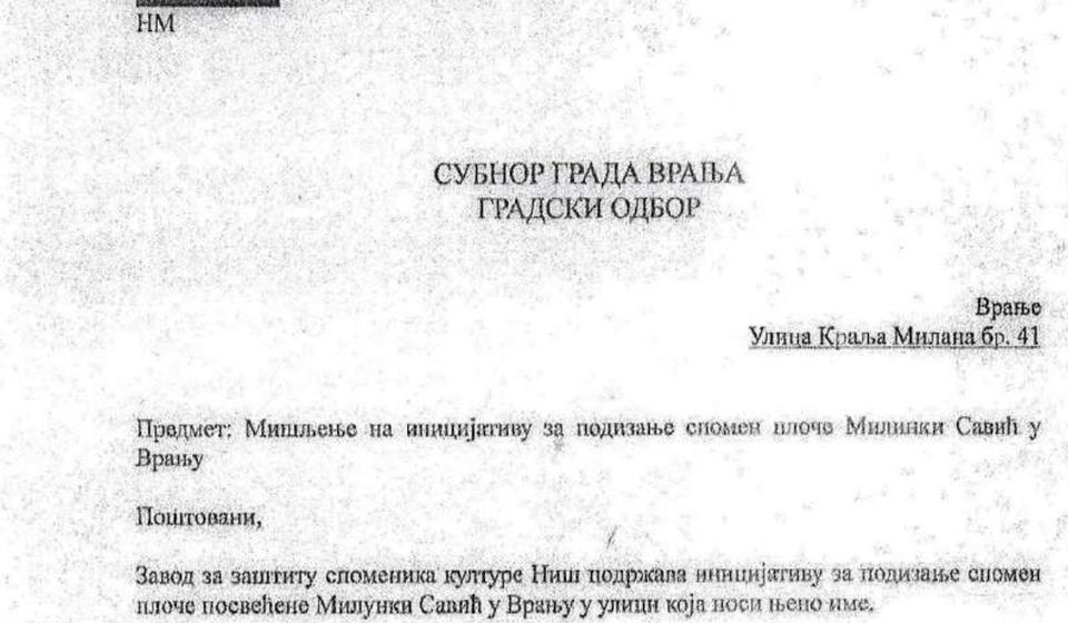 Podrška inicijativi iz Zavoda za zaštitu spomenika u Nišu. Foto printscreen Vranje news